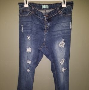 Dark wash cuffed jeans